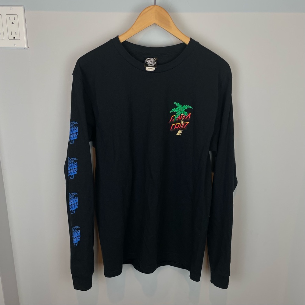 Santa Cruz Long Sleeve Tshirt with Island/Volcano - Medium - Black